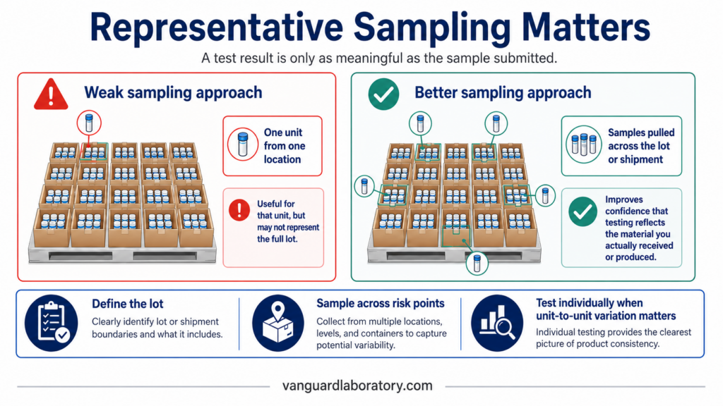 Representative sampling across a product lot