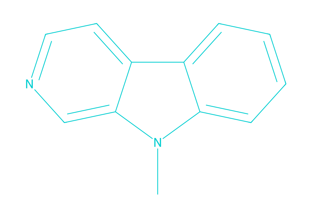 2D structure of 9-methyl-beta-carboline drawn in Vanguard Laboratory colors