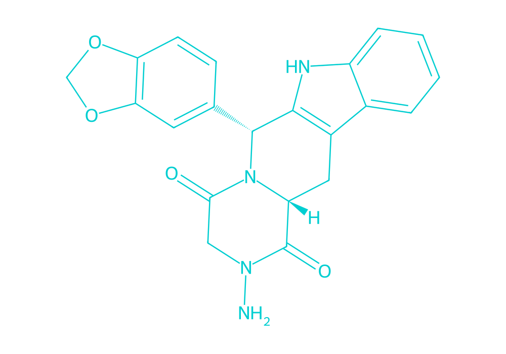 2D structure of aminotadalafil drawn in Vanguard Laboratory colors