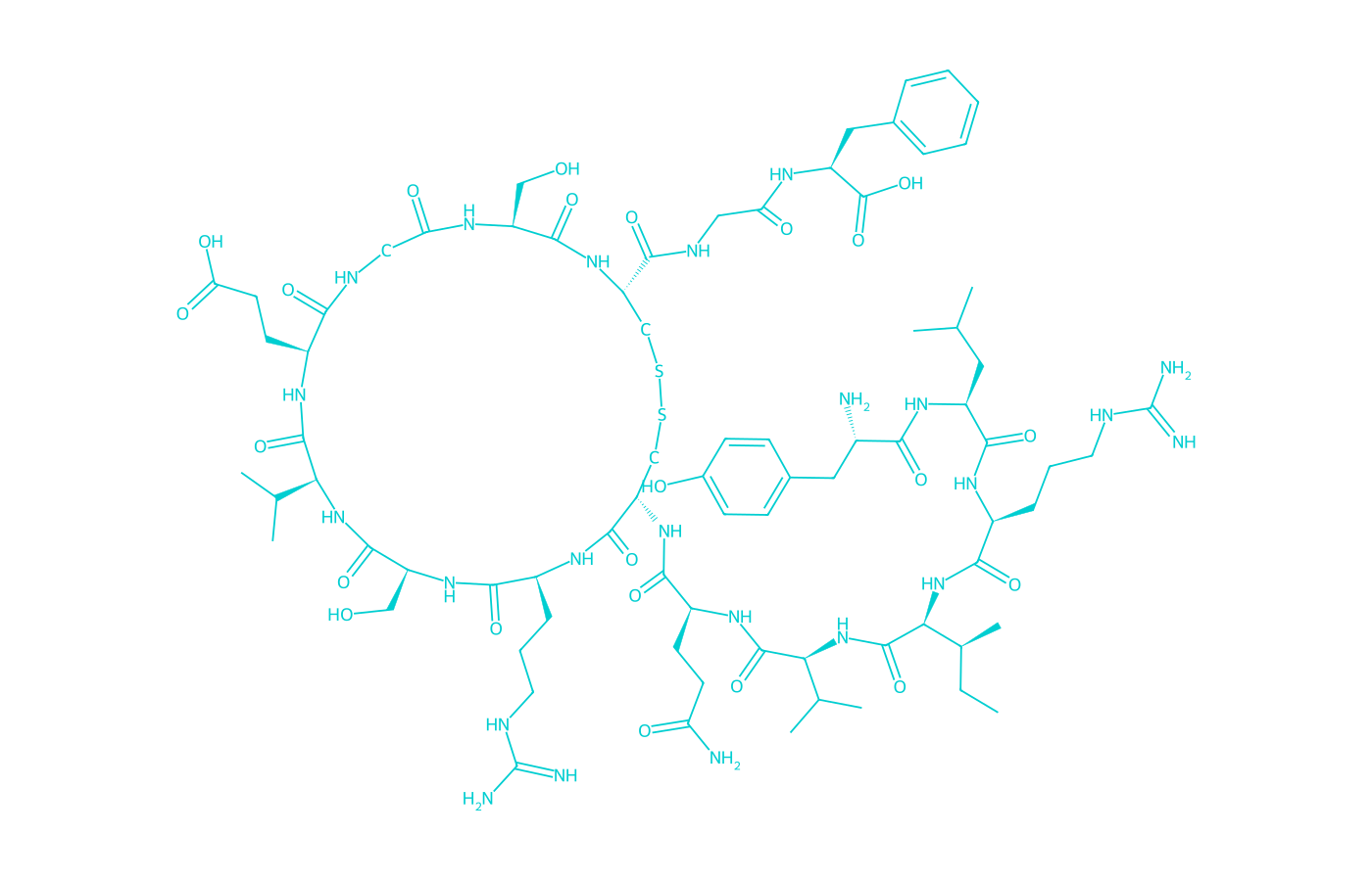 2D structure of aod-9604 drawn in Vanguard Laboratory colors