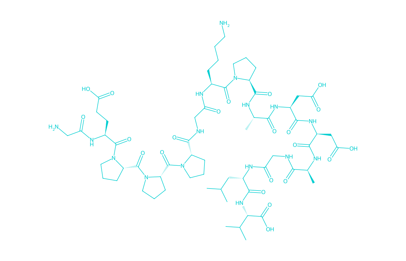 2D structure of bpc-157-arginate drawn in Vanguard Laboratory colors