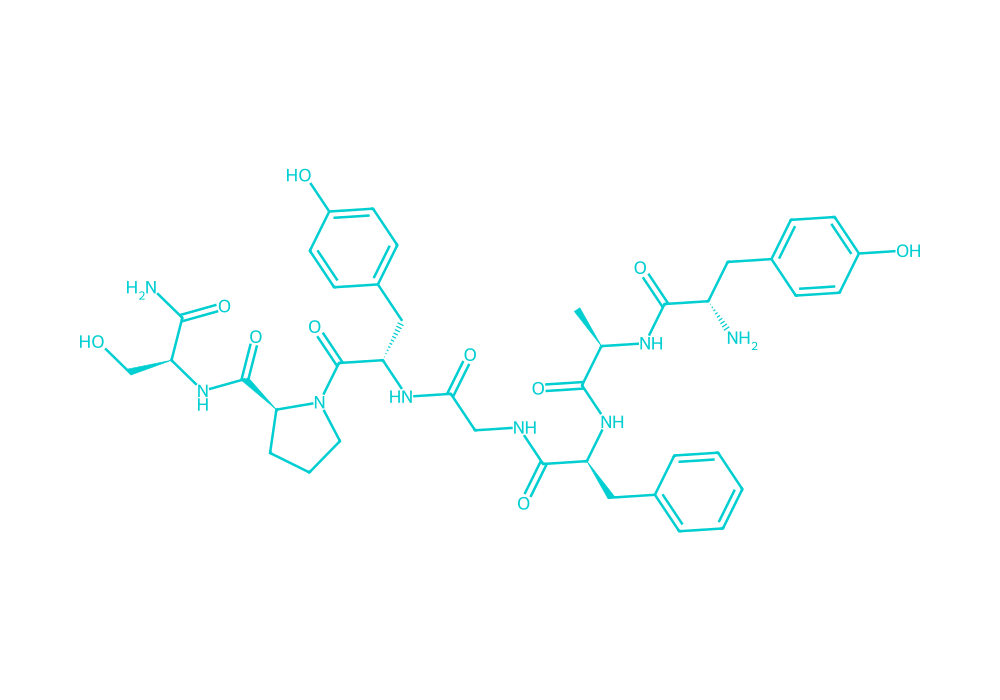 2D structure of dermorphin drawn in Vanguard Laboratory colors