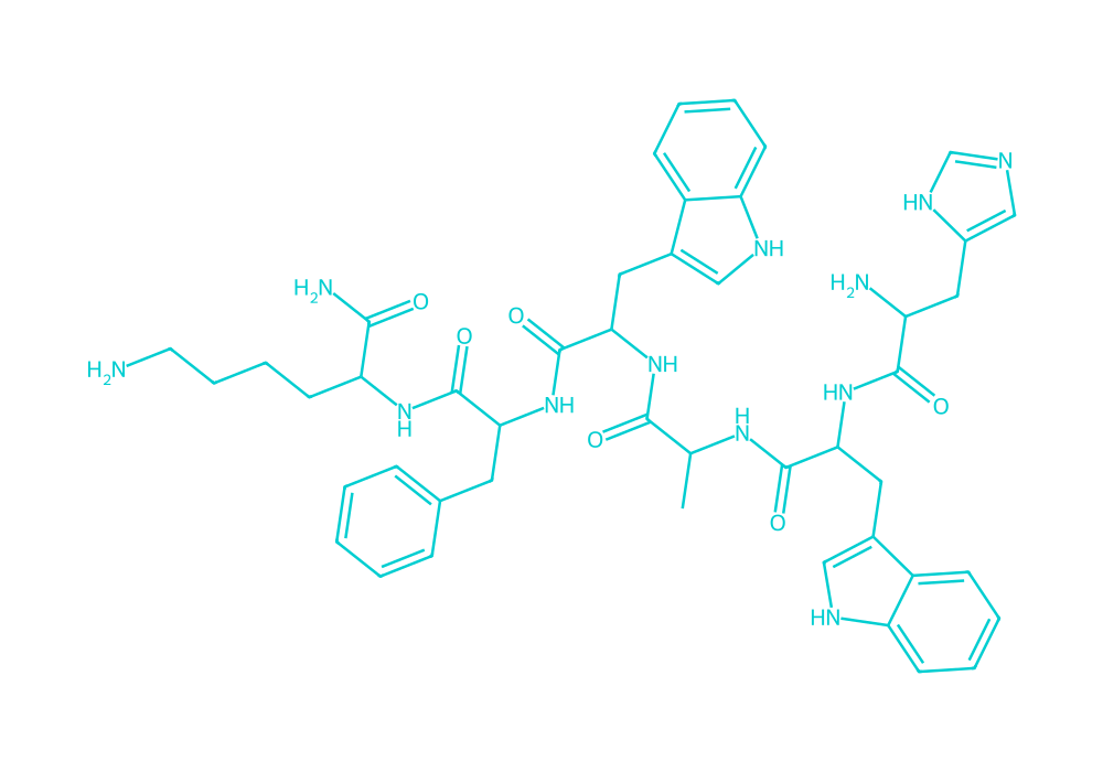 2D structure of ghrp-6 drawn in Vanguard Laboratory colors