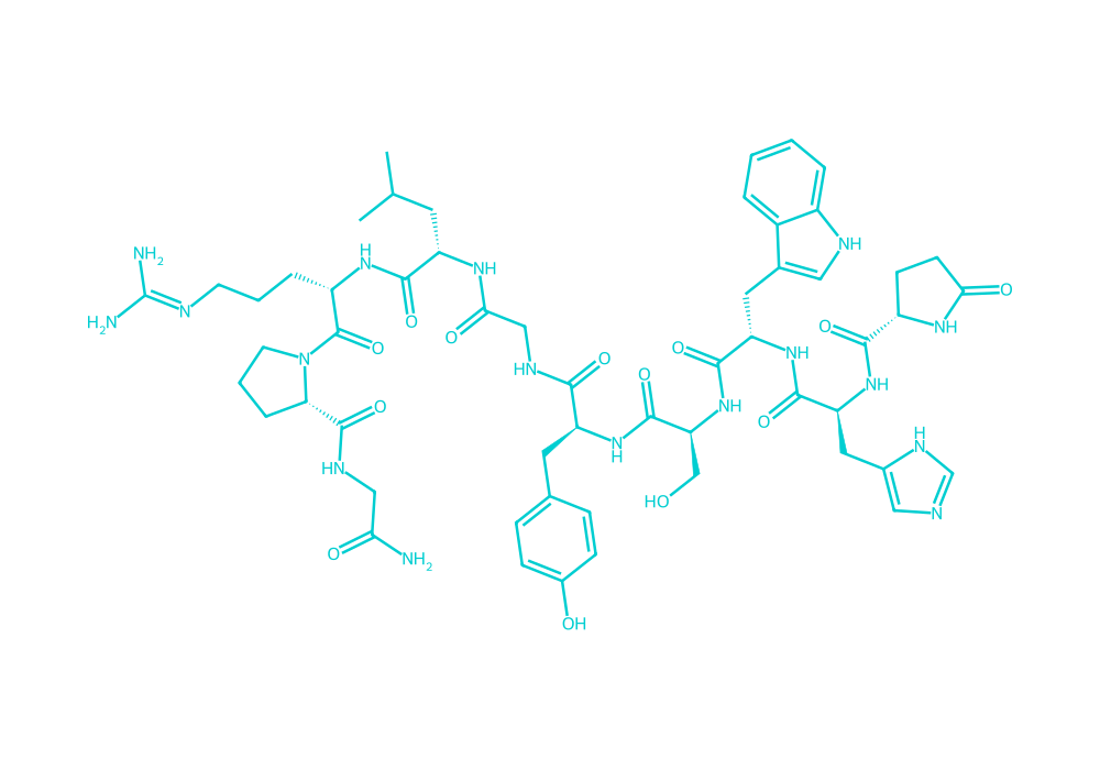 2D structure of gonadorelin drawn in Vanguard Laboratory colors
