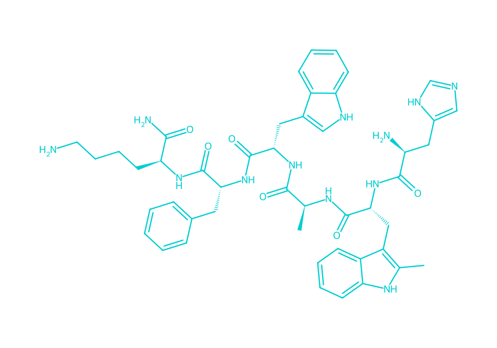 2D structure of hexarelin drawn in Vanguard Laboratory colors