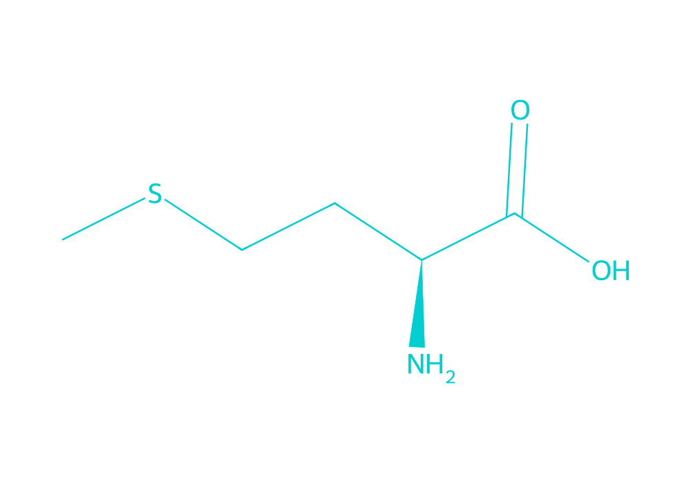 2D structure of l-methionine drawn in Vanguard Laboratory colors