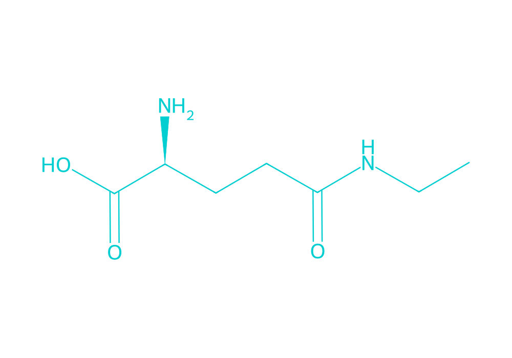 2D structure of l-theanine drawn in Vanguard Laboratory colors