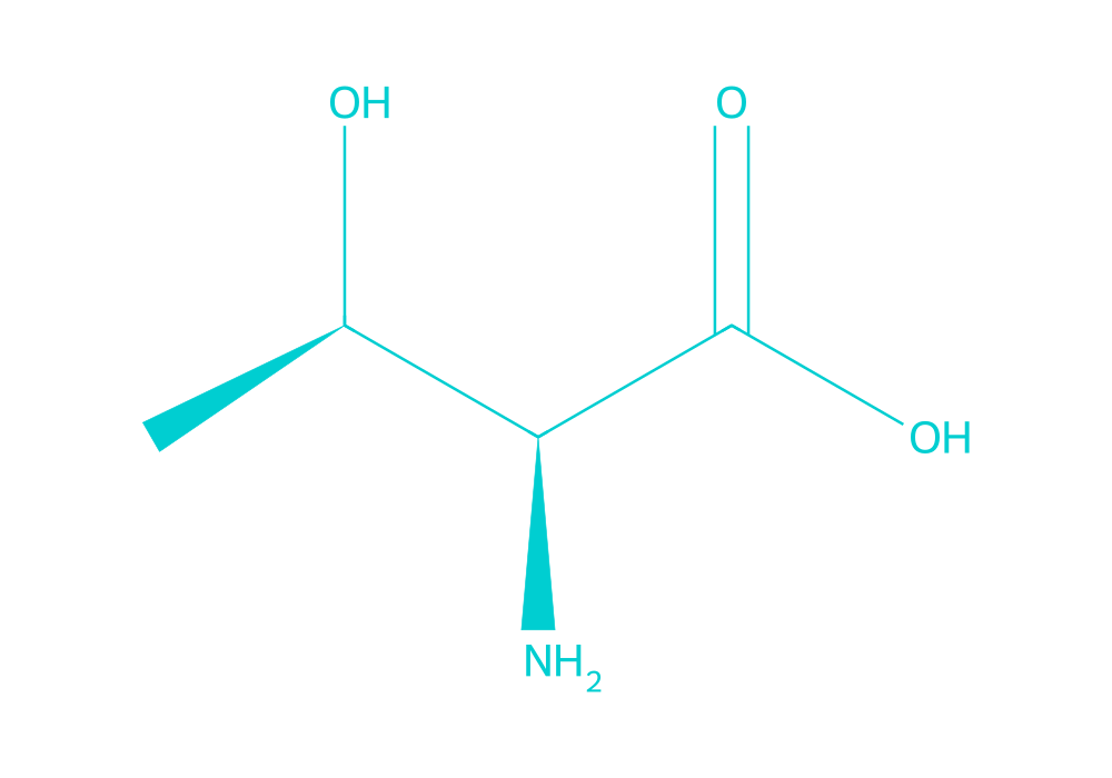2D structure of l-threonine drawn in Vanguard Laboratory colors