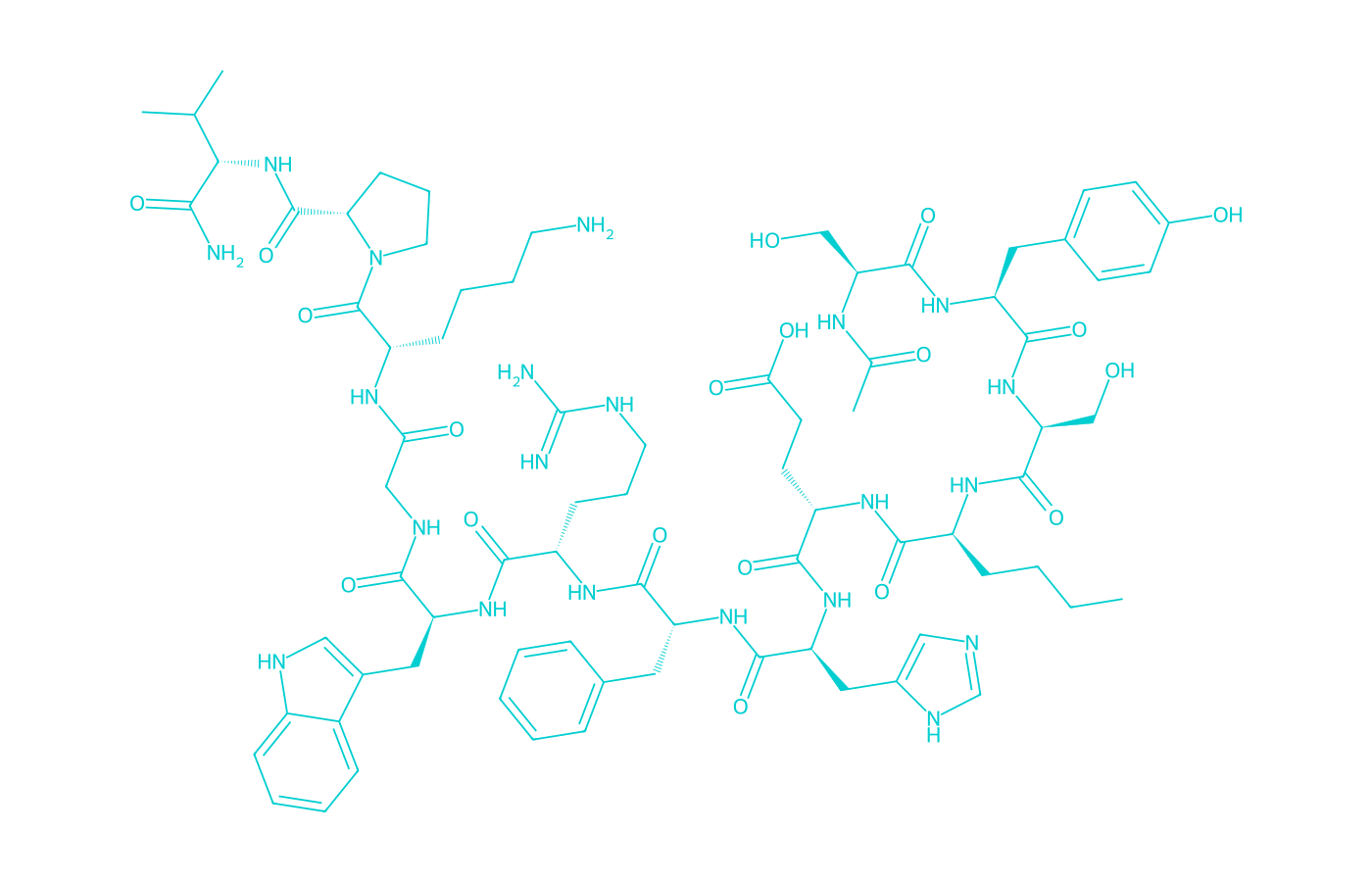 2D structure of melanotan-i drawn in Vanguard Laboratory colors