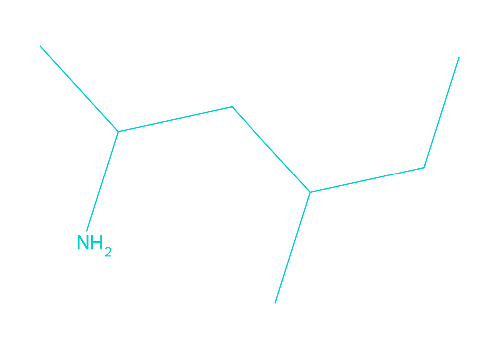 2D structure of methylhexanamine drawn in Vanguard Laboratory colors