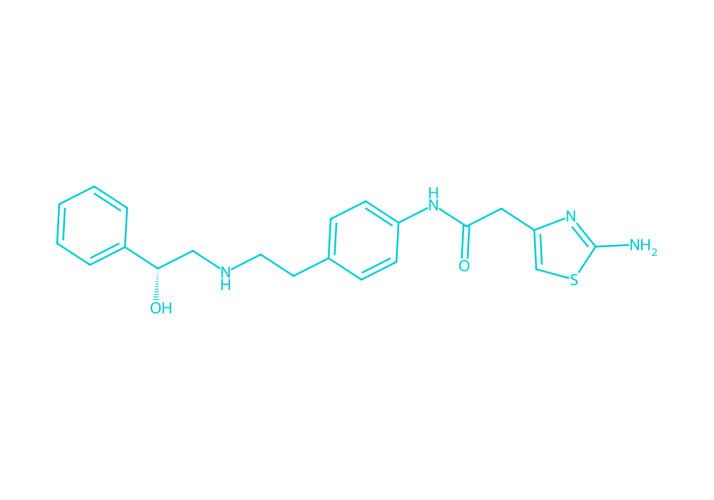 2D structure of mirabegron drawn in Vanguard Laboratory colors