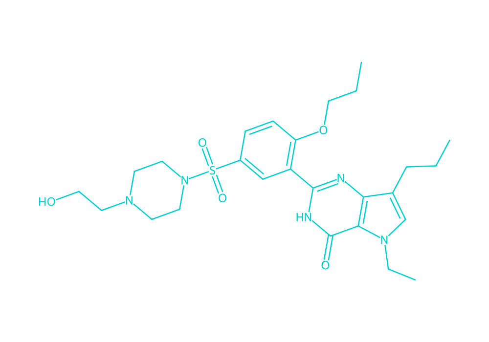 2D structure of mirodenafil drawn in Vanguard Laboratory colors