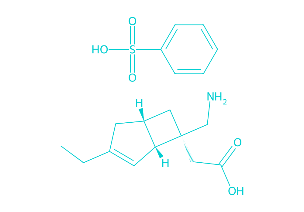 2D structure of mirogabalin-besylate drawn in Vanguard Laboratory colors