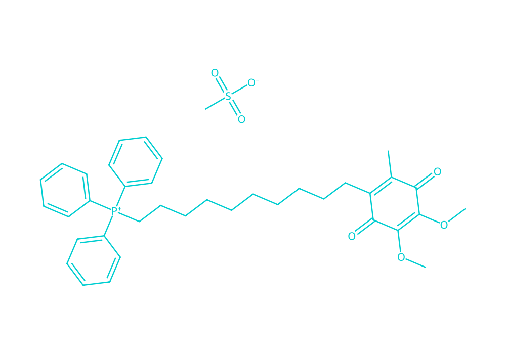 2D structure of mitoquinone-mesylate drawn in Vanguard Laboratory colors
