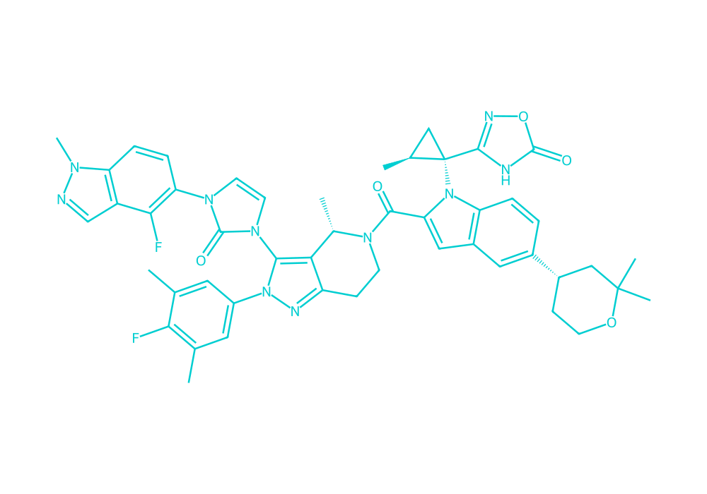 2D structure of orforglipron drawn in Vanguard Laboratory colors
