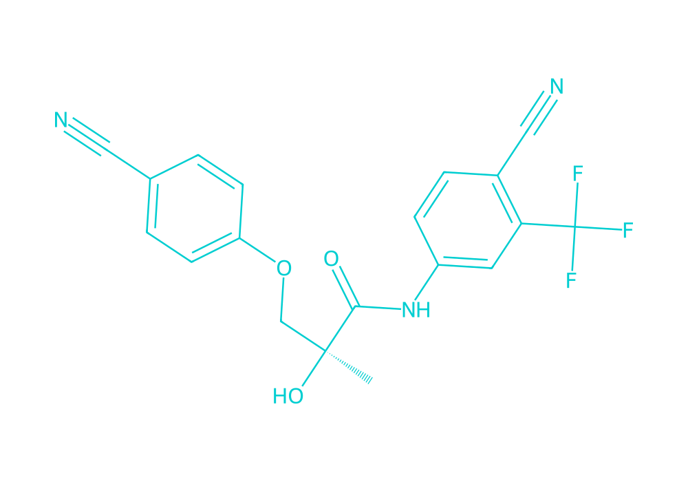 2D structure of ostarine drawn in Vanguard Laboratory colors