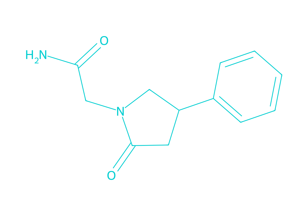 2D structure of phenylpiracetam drawn in Vanguard Laboratory colors