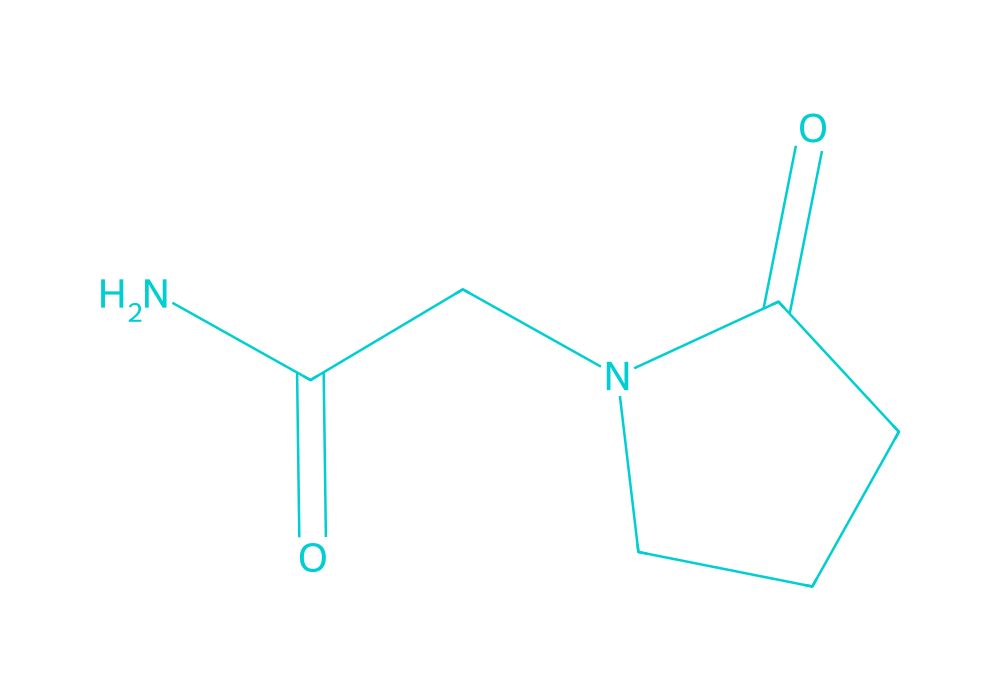 2D structure of piracetam drawn in Vanguard Laboratory colors