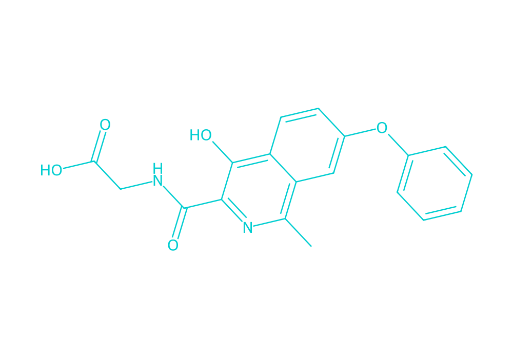 2D structure of roxadustat drawn in Vanguard Laboratory colors