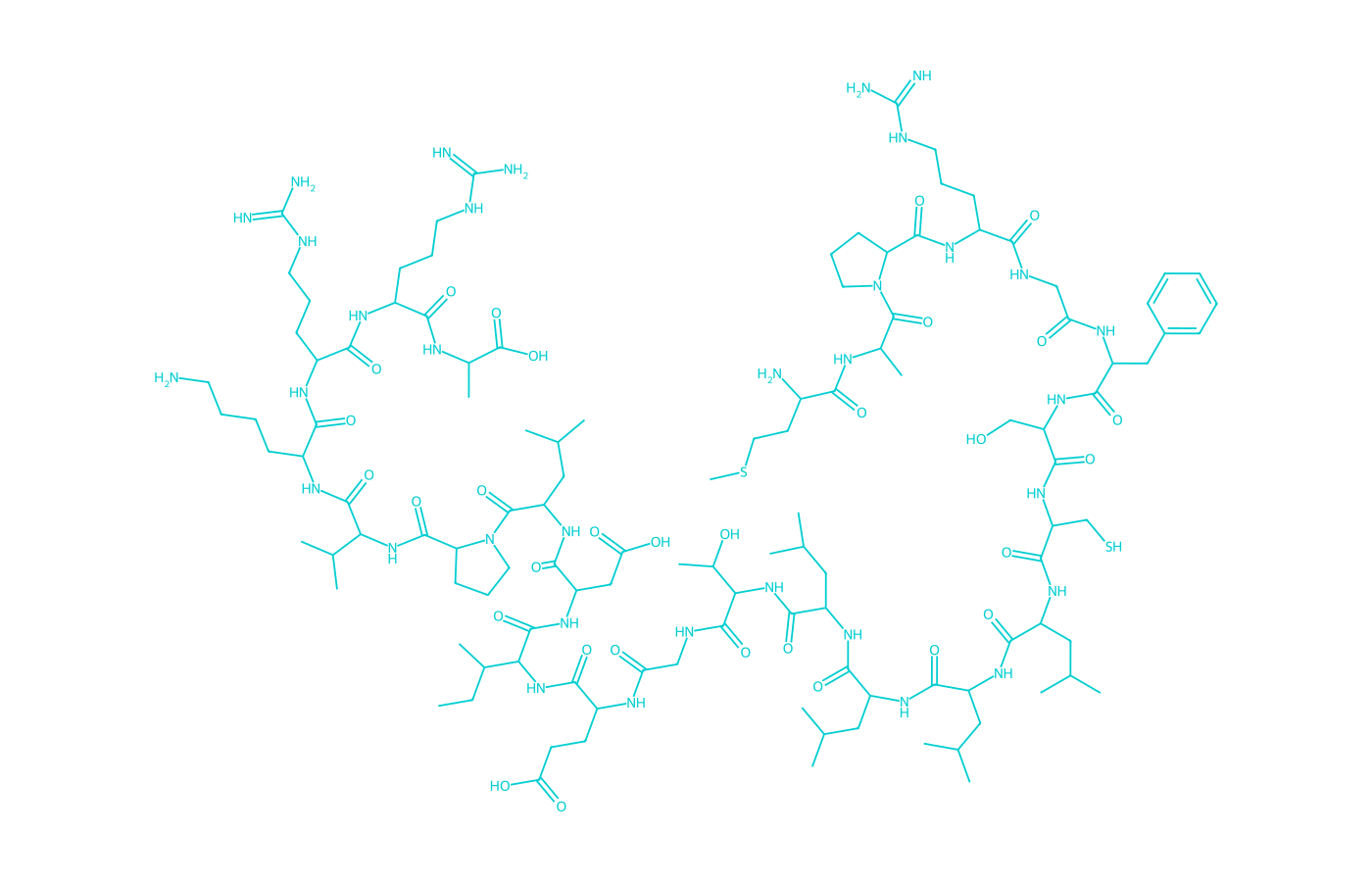 2D structure of s14g-humanin drawn in Vanguard Laboratory colors