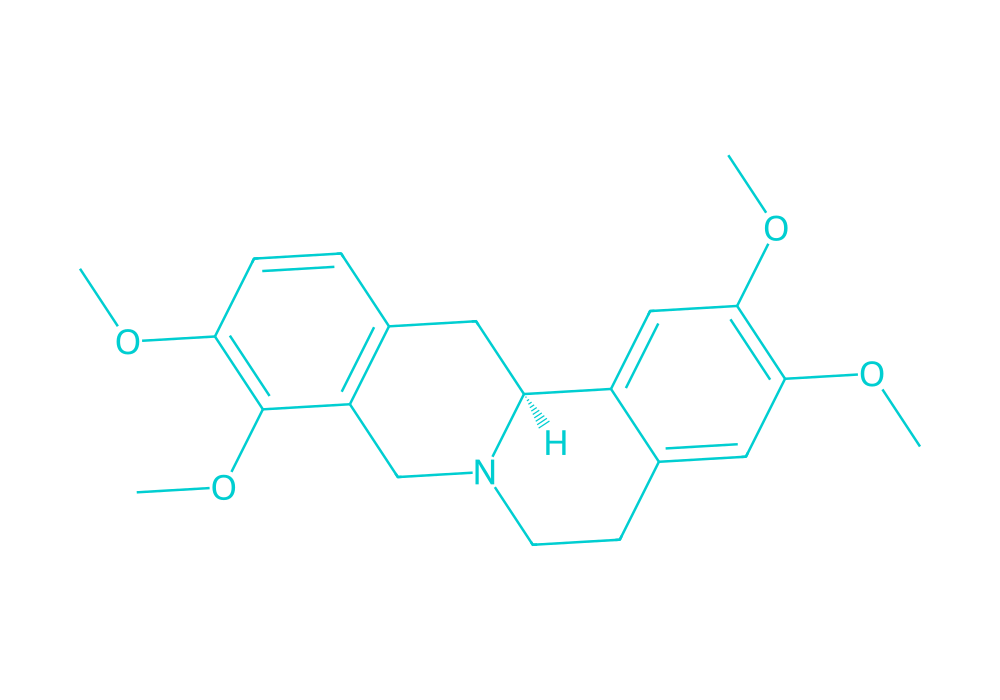 2D structure of tetrahydropalmatine drawn in Vanguard Laboratory colors