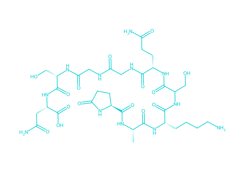 2D structure of thymulin drawn in Vanguard Laboratory colors